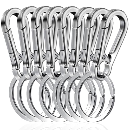 Amaxiu 8 Stück Karabiner Schlüsselanhänger Set,Metall Karabiner Robuster Schlüsselanhänger Aus Zinklegierung Autoschlüsselhalter Feder Schlüsselanhänger Schnellverschluss Schlüsselringe Clips von Amaxiu