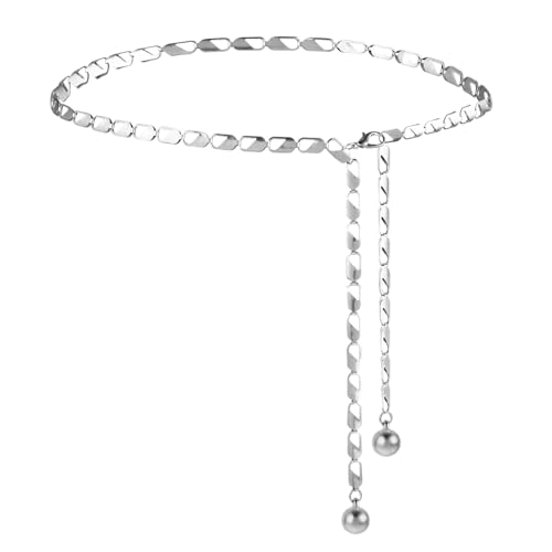 Amaxiu Damen Taillenkette Gürtel, Frauen Metall Kettengürtel Gold und Silber Verstellbarer Taillenkette Gürtel Körpergliedergürtel Modischer Kettengürtel Für Kleider Jeans(Silber) von Amaxiu