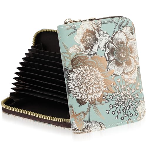 Amaxiu Kreditkartenetui für Damen mit RFID Schutz, Leder Reißverschluss Kartenetui, Kleines Kartenetui Portmonee mit Münzfach Visitenkarten Card Holder Wallet(Hellblau) von Amaxiu