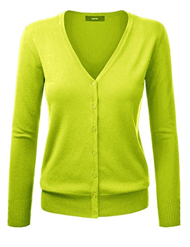 Amayar, Damenstrickjacke, Cardigan, mit Knopfverschluss Gr. XX-Large, guo green von Amayar