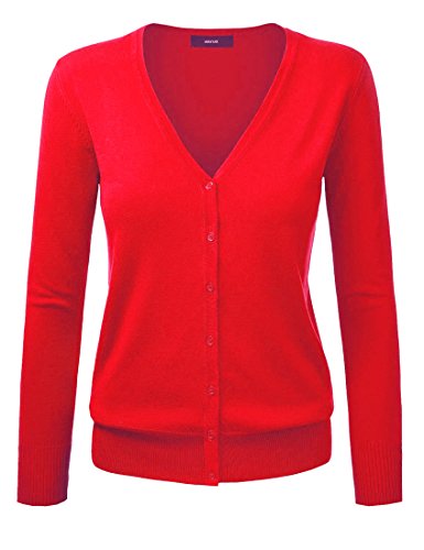 Amayar, Damenstrickjacke, Cardigan, mit Knopfverschluss Gr. XXX-Large, rot von Amayar