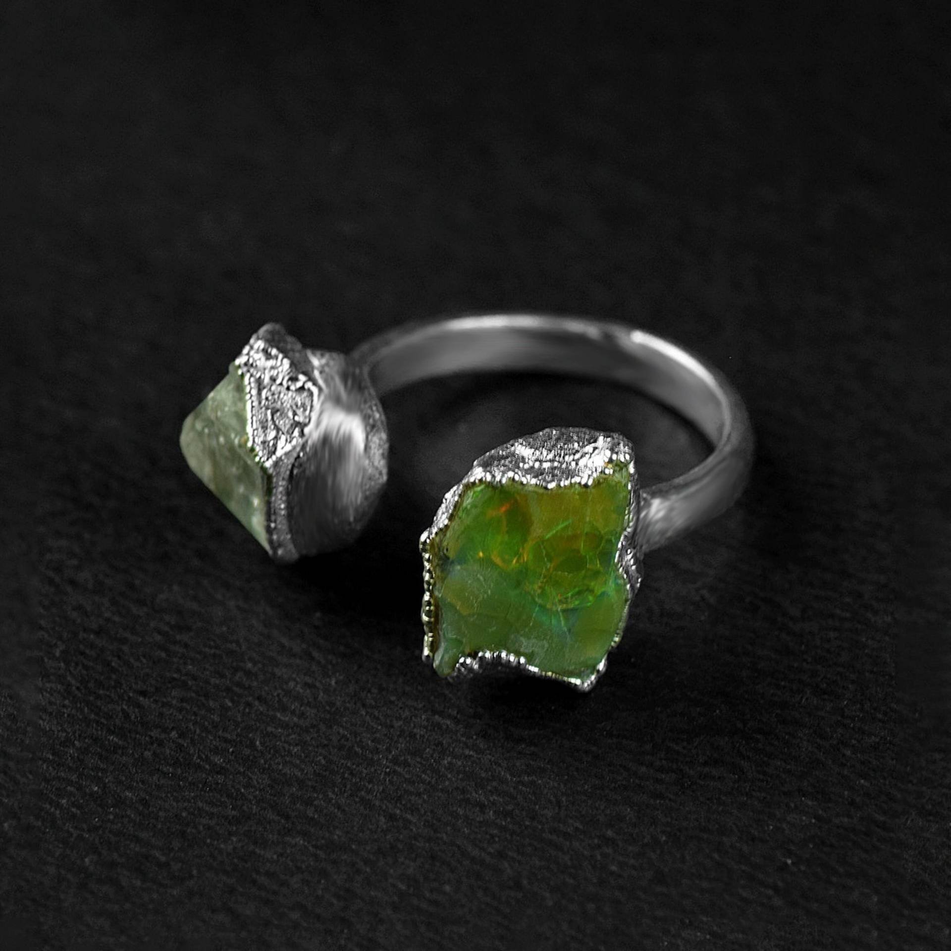 Herkimer Diamant & Feueropal Ring | 925 Sterling Silber Opal Verlobungsring Ringe Für Frauen Geschenk Sie von AmazeeSilver