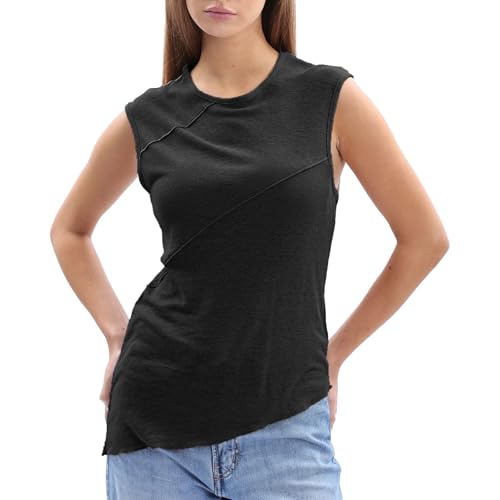 Amazhiyu Leinen Tanktop Damen, Ärmellos Crop Tank Tops Sommer, Basic Blusentops Lässig Vest Oberteil Bluse Top Rundhals Tshirt, Schwarz, L Amazhiyu Leinen Tanktop Damen, Ärmellos Crop Tank Tops Sommer, Basic Blusentops Lässig Vest Oberteil Bluse Top Rundhals Tshirt, Schwarz, L von Amazhiyu