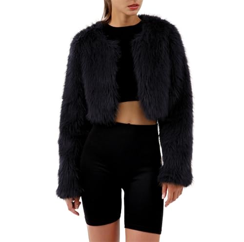 Amazhiyu Pelzmantel Damen, Felljacke Kurz Kunstfell Jacke Kunstpelz Mantel, Plüsch Pelzjacke Fleecemantel Langarm Faux Fur Coat, Wintermantel Jacken Offenem Kragen, Schwarz, XXL Amazhiyu Pelzmantel Damen, Felljacke Kurz Kunstfell Jacke Kunstpelz Mantel, Plüsch Pelzjacke Fleecemantel Langarm Faux Fur Coat, Wintermantel Jacken Offenem Kragen, Schwarz, XXL von Amazhiyu