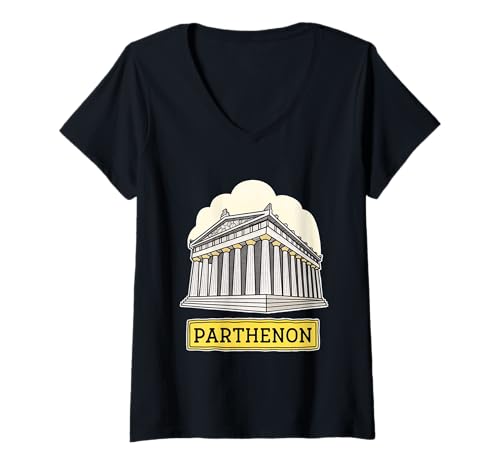 Damen Klassisches Parthenon-Architekturdesign Griechenland T-Shirt mit V-Ausschnitt Damen Klassisches Parthenon-Architekturdesign Griechenland T-Shirt mit V-Ausschnitt von Amazing Attractions Co.