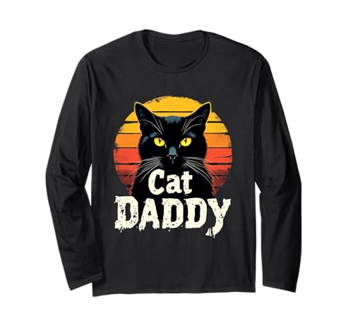 Cat Daddy Herren Lustiger Katzenliebhaber Katze Papa Langarmshirt von Amazing Black Cat Dad Designs