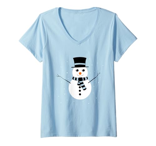 Damen Schneemann T-Shirt mit V-Ausschnitt Damen Schneemann T-Shirt mit V-Ausschnitt von Amazing_Christmas_Corner