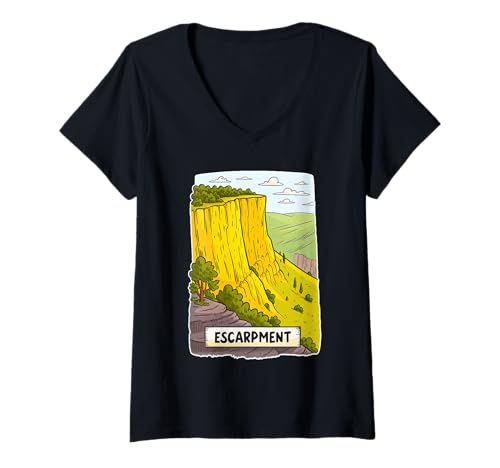 Damen Atemberaubende Landschafts-Illustration von Grand Escarpment T-Shirt mit V-Ausschnitt von Amazing Landscapes Designs Co.