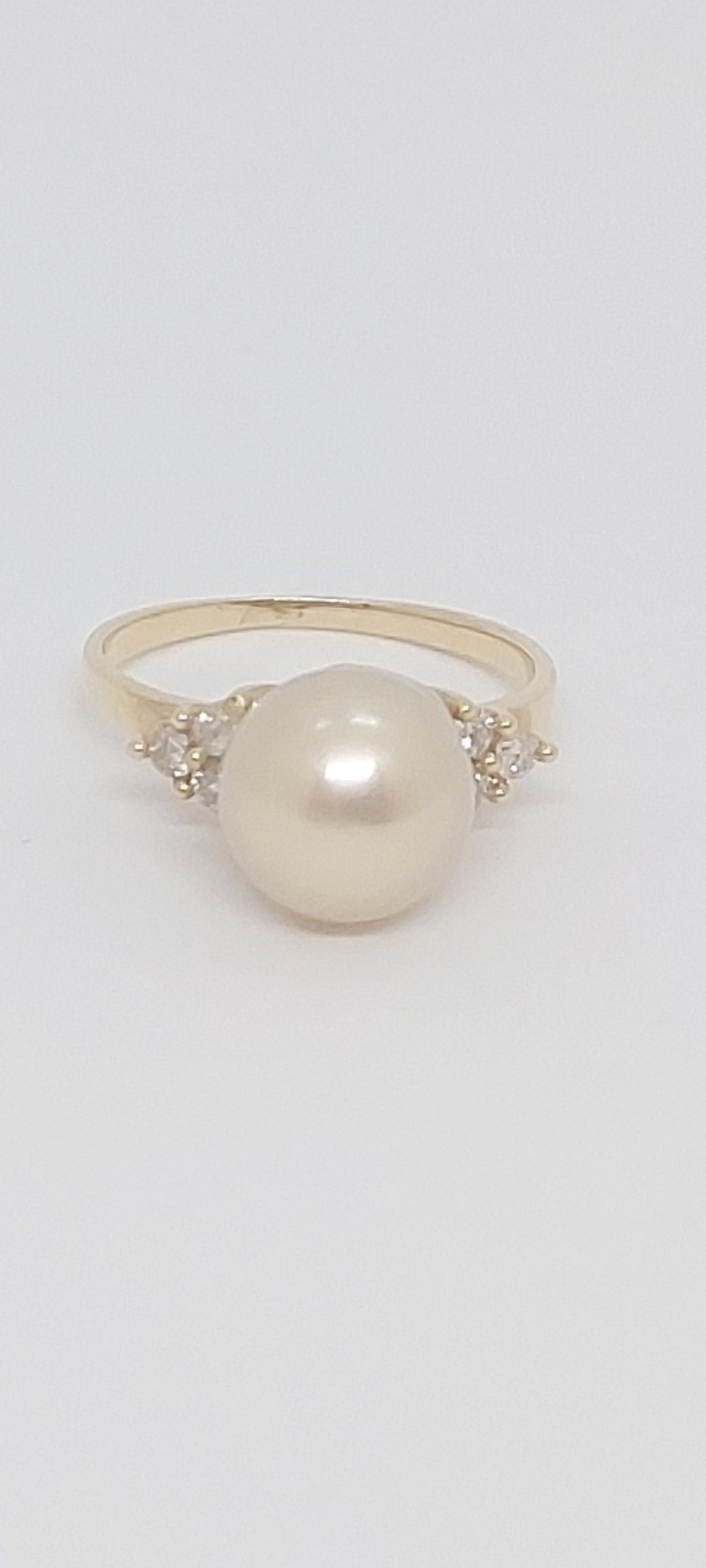 Golden Südsee Perle Diamanten 585Er Gelbgold Ring. Diamant Goldener Perlenring. Gelb Gold Goldene Perle von AmazingByAlexander