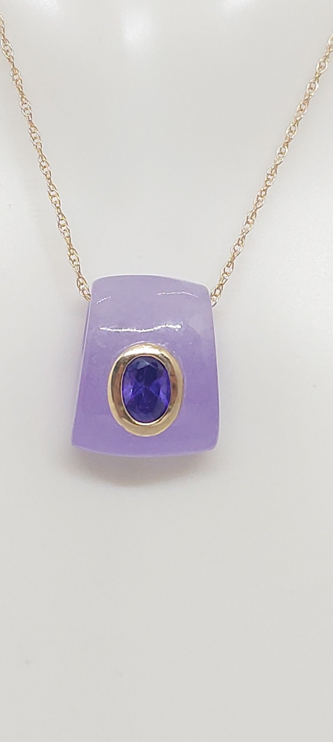 Onyx Amethyst/Lavendel Massiv 14K Gelbgold Anhänger Mit 45 cm Kette Oder Nur Bei Ihrer Wahl von AmazingByAlexander