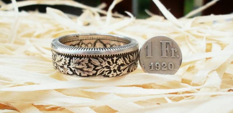 Schweizer Münzen Ring - Schweiz 2 Und 1 Franc Münze Helvetia Silberringe Aus Schmuck von AmazingCoinRingos