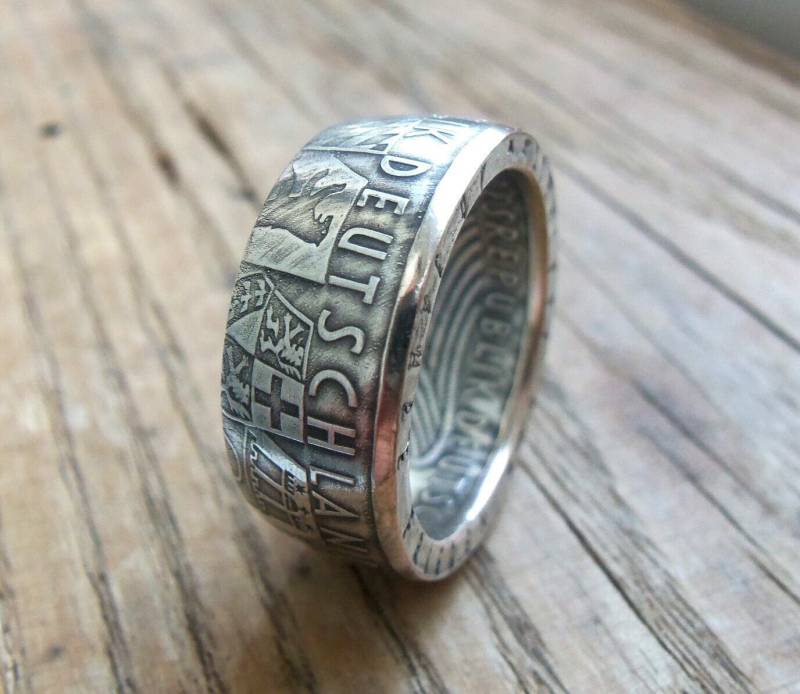 Silber Ring Mit Münzen - 10 Mark 1989 Bundesrepublik Deutschland Handgefertigte Ringe Aus Deutschen von AmazingCoinRingos