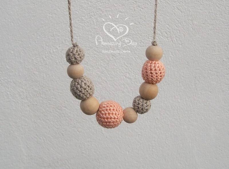 Holzperlen Häkelkette Schmuck Aus 925Er Bio Leinen Und Baumwolle von AmazingDay