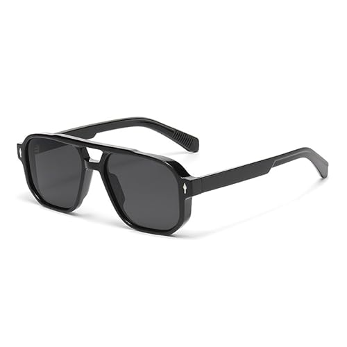 AmazingRose Retro Quadratische Flattop Sonnenbrille für Damen Herren,70er jahre Vintage Doppelte Brücke UV400 Schutz Linse Brillen (Schwarz/Grau) von AmazingRose