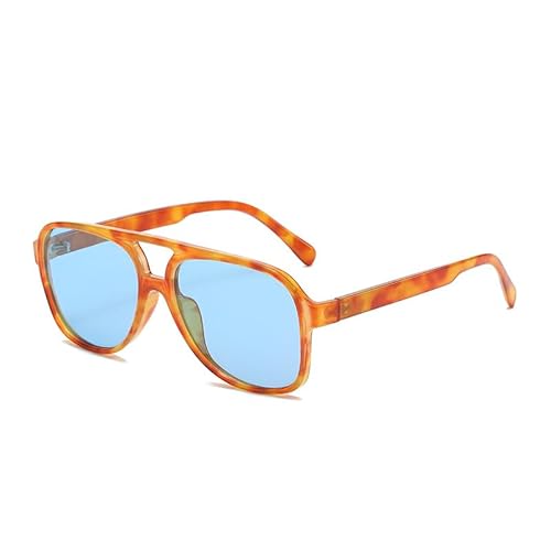 AmazingRose Retro Rechteckig Polarisiert Sonnenbrille für Damen und Herren,UV400-Schutz (Leopardenmuster/blau) von AmazingRose