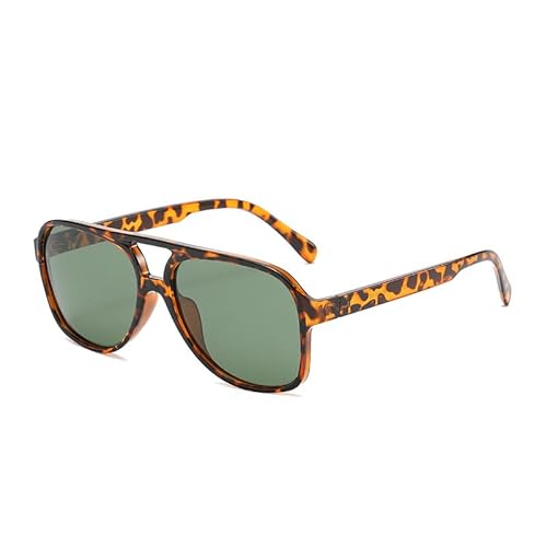 AmazingRose Retro Rechteckig Polarisiert Sonnenbrille für Damen und Herren,UV400-Schutz (Leopardenmuster/dunkelgrün) von AmazingRose