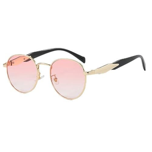 AmazingRose Retro Round Sonnenbrille für Damen und Herren, UV400 Schutz,Metallrahmen Brille (Gold/Rose) von AmazingRose