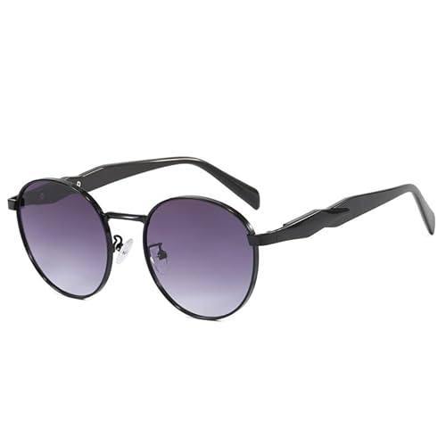 AmazingRose Retro Round Sonnenbrille für Damen und Herren, UV400 Schutz,Metallrahmen Brille (Schwarz/Hellgrau) von AmazingRose