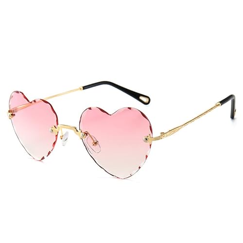 AmazingRose Retro randlose Herzförmige Sonnenbrille für Damen Herren (Rosa) von AmazingRose
