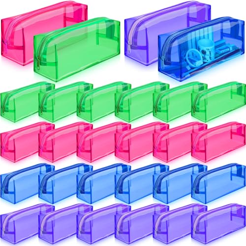 AmazingSpark Transparentes Federmäppchen aus PVC, Kosmetiktasche mit Reißverschluss, wasserdicht, Reise-Kulturbeutel, Make-up-Tasche, großes Fassungsvermögen, Bleistift für Bürobedarf und von AmazingSpark