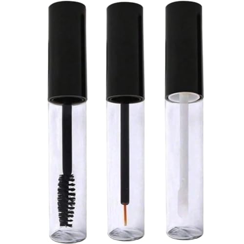 Amazleer Leere Mascara Flasche 5ml mit Wimpernzauberstab Transparenter DIY Mascara Behälter, wiederverwendbar für Lipgloss, Eyeliner, Lash Serum Augenbrauen Gel (Schwarz) von Amazleer