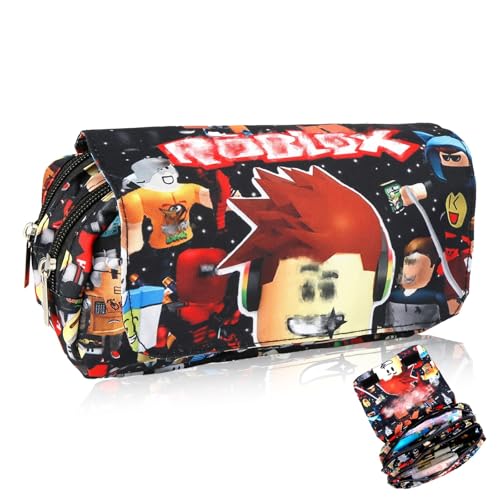 Amazluck Kinder Federmäppchen, Cartoon Mäppchen Doppellagiges Stiftetui Tragbares Federtasche, Groß Kapazität Federmäppchen Reißverschluss Mäppchen Geschenke für Mädchen Jungen Studenten(C) von Amazluck