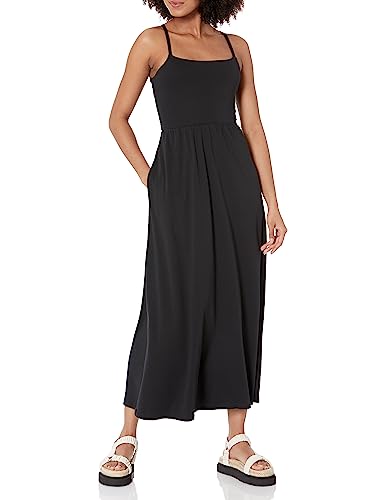 Amazon Essentials Damen Anliegendes, ausgestelltes Jersey-Midikleid (in Übergröße erhältlich) (zuvor Amazon Aware), Schwarz, XXL von Amazon Essentials