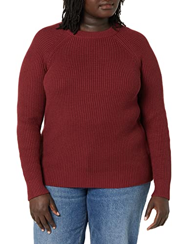 Amazon Aware Damen Gerippter Pullover mit Rundhalsausschnitt (in Übergröße erhältlich), Dunkelrot, XXL von Amazon Aware