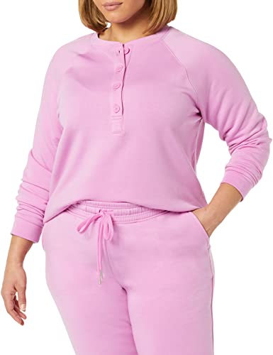 Amazon Aware Damen Henley-Sweatshirt aus Fleece mit langen Ärmeln (in Übergröße erhältlich), Lila, XL von Amazon Aware