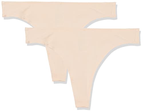 Amazon Aware Damen Superweicher Tanga aus Baumwolle mit mittelhohem Bund, 2er-Pack, Blasser Pfirsich, 40 von Amazon Aware