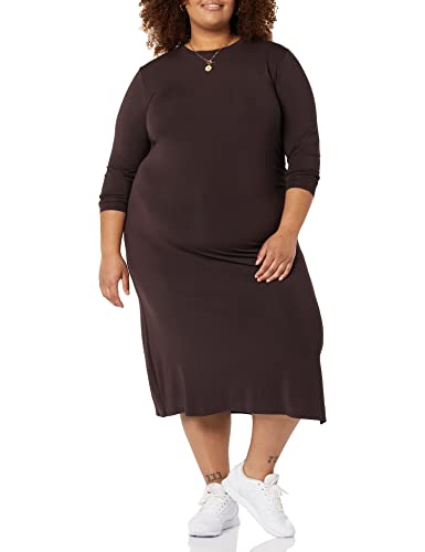 Amazon Aware Damen Jersey-Kleid mit Rüschen (in Übergröße erhältlich), Braun, XL von Amazon Aware