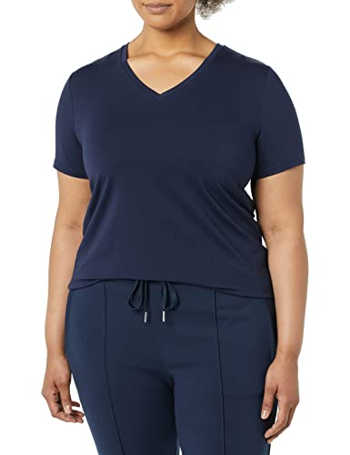 Amazon Aware Damen Perfektes kurzärmliges T-Shirt mit V-Ausschnitt (in Übergröße erhältlich), Marineblau, L von Amazon Aware