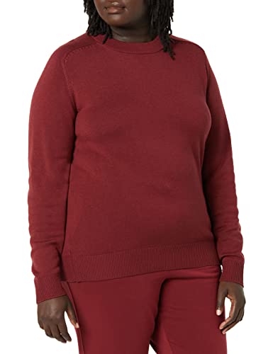 Amazon Aware Damen Pullover mit Rundhalsausschnitt aus Pointelle (in Übergröße erhältlich), Dunkelrot, S von Amazon Aware