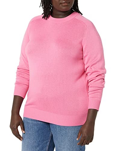 Amazon Aware Damen Pullover mit Rundhalsausschnitt aus Pointelle (in Übergröße erhältlich), Rosa, S von Amazon Aware