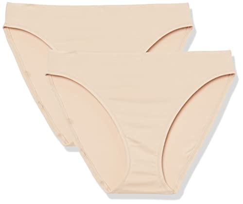 Amazon Aware Damen Superweiche Baumwoll-Bikinihose, 2er-Pack, Beige, 34 von Amazon Aware