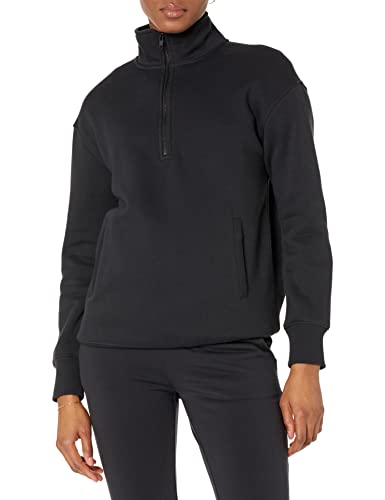 Amazon Aware Damen Tunika-Sweatshirt mit halbem Reißverschluss in lockerer Passform (in Übergröße erhältlich), Schwarz, 5XL Große Größen von Amazon Aware