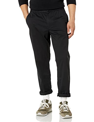 Amazon Essentials Herren Chinohose aus Baumwolle mit elastischem Bund und schmal zulaufender Passform (zuvor Amazon Aware), Schwarz, XXL / 28L von Amazon Essentials