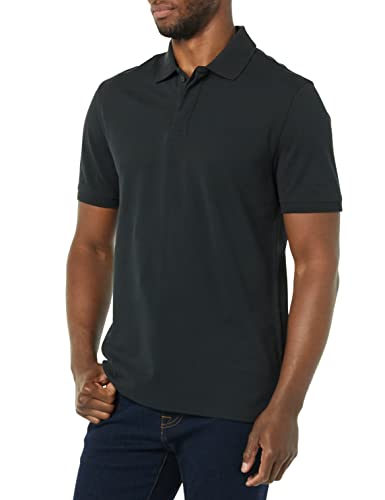 Amazon Aware Herren Leichtes Kurzarm-Poloshirt aus Baumwollpikee, Verwaschenes Schwarz, M von Amazon Aware