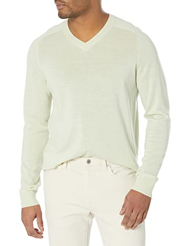 Amazon Essentials Herren Pullover aus Merinowolle mit V-Ausschnitt in normaler Passform (in großen Größen erhältlich) (zuvor Amazon Aware), Helles Salbeigrün, S von Amazon Essentials