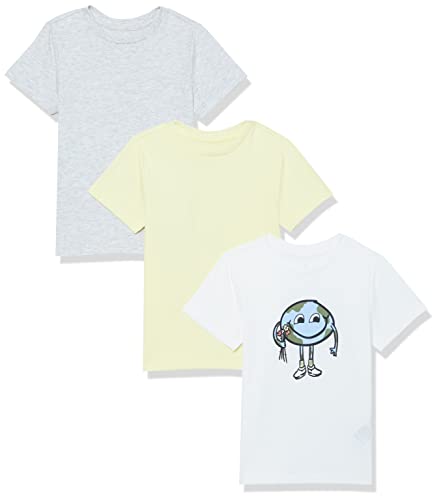 Amazon Aware Jungen Lockeres Kurzarm-T-Shirt aus Bio-Baumwolle, 3er-Pack, Erdkugelaufdruck, 11-12 Jahre von Amazon Aware