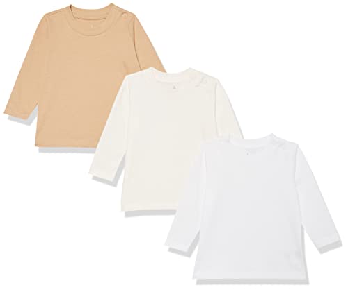 Amazon Essentials Unisex Baby Langärmliges T-Shirt aus Bio-Baumwolle (zuvor Amazon Aware), 3er-Pack, Neutral, 6-9 Monate von Amazon Essentials