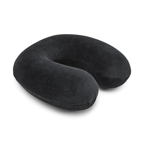 Amazon Basics Halbkreisförmig Nackenkissen aus Memoryschaumstoff, Schwarz von Amazon Basics