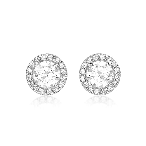Amazon Essentials Ohrstecker aus 9-karätigem Weißgold mit kubischen Zirkonia (ehemals Amazon Collection) von Amazon Essentials