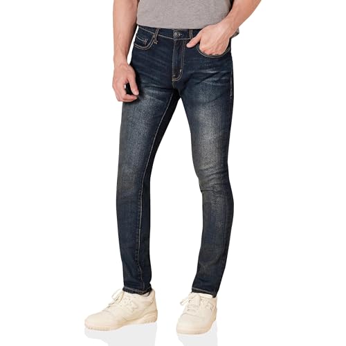 Amazon Essentials Herren Stretchjeans, Skinny-Passform, Dunkle Waschung, 28W / 28L von Amazon Essentials