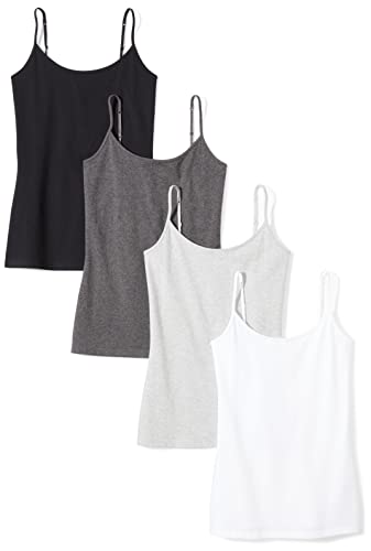 Amazon Essentials Damen Mieder mit schmaler Passform, 4er-Pack, Hellgrau Meliert/Kohlegrau Meliert/Schwarz/Weiß, XL von Amazon Essentials