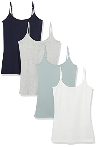 Amazon Essentials Damen Mieder mit schmaler Passform, 4er-Pack, Grau/Marineblau/Türkisgrün/Weiß, XL von Amazon Essentials