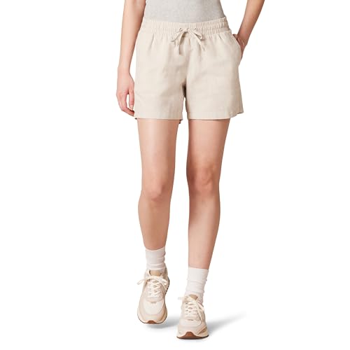 Amazon Essentials Damen Shorts aus Leinengemisch mit Zugband und 12,7 cm Innenbeinlänge (in Übergröße erhältlich), Ecru, XL von Amazon Essentials