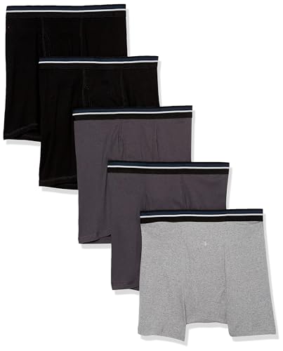 Amazon Essentials Herren Boxershorts ohne Etikett, 5er-Pack, Dunkelgrau/Grau Meliert/Schwarz, S von Amazon Essentials