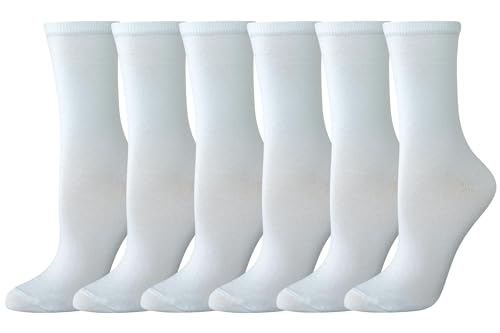 Amazon Essentials Damen Legere Crew Socken, 6 Paar, Weiß, 36-39.5 von Amazon Essentials