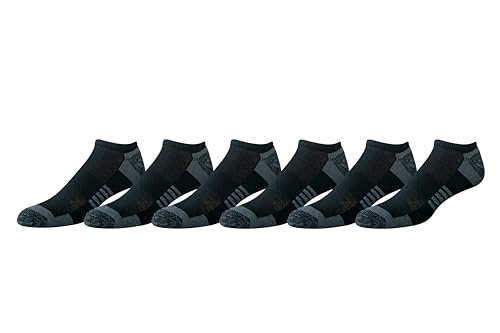 Amazon Essentials Herren Funktions-Sneaker-Sportsocken aus Baumwolle, Gepolstert, 6 Paar, Schwarz, 38.5-46 von Amazon Essentials
